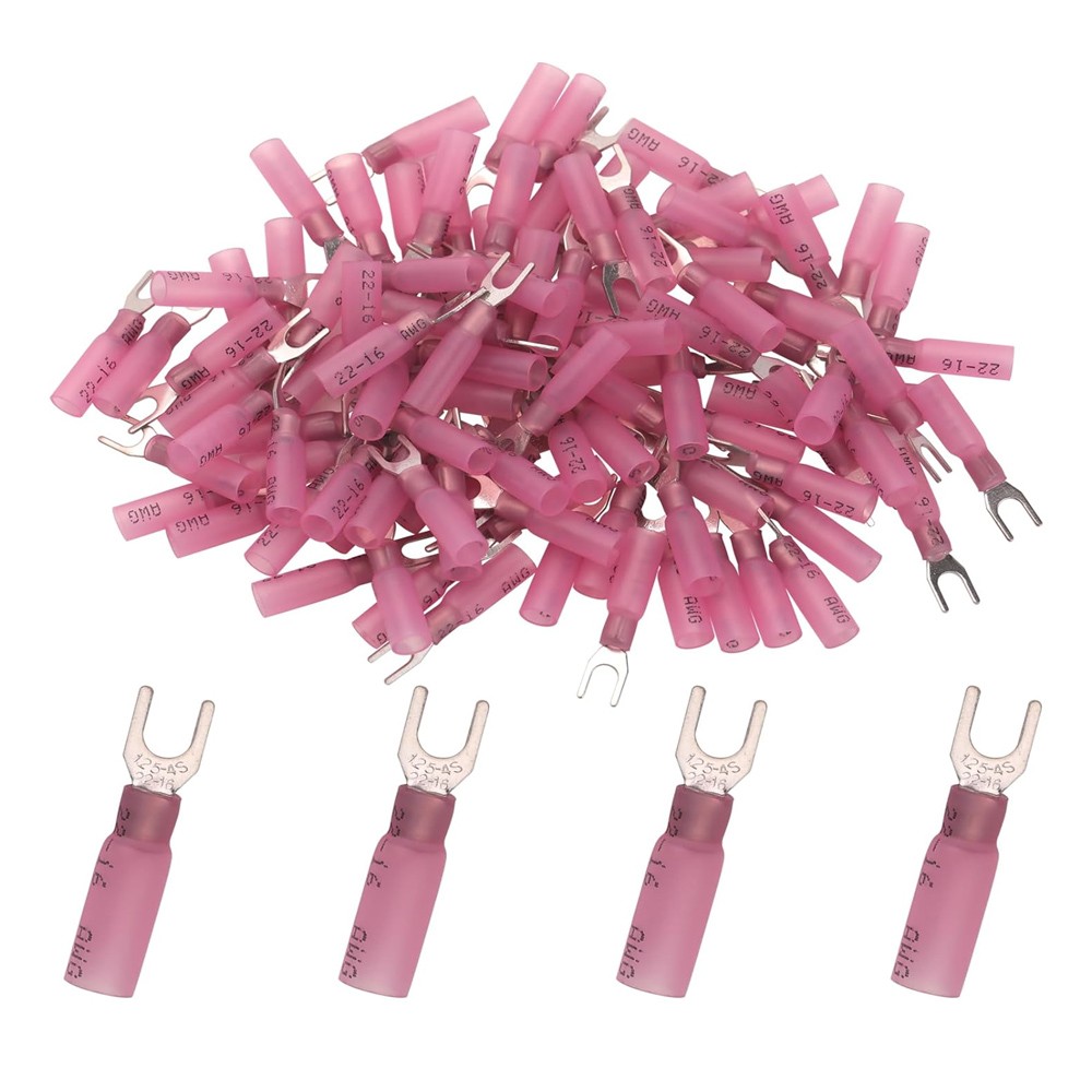 50/100PCS Heat Shrink Fork Spade Terminal Connector 22-10 Gauge #8 Stud Crimp US