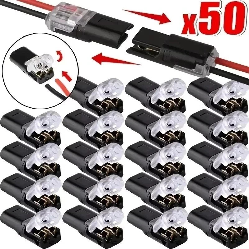 50 pcs Double-Wire Plug-in Connector, Cable Clamp Locking Buckle, AWG 18-22 US *