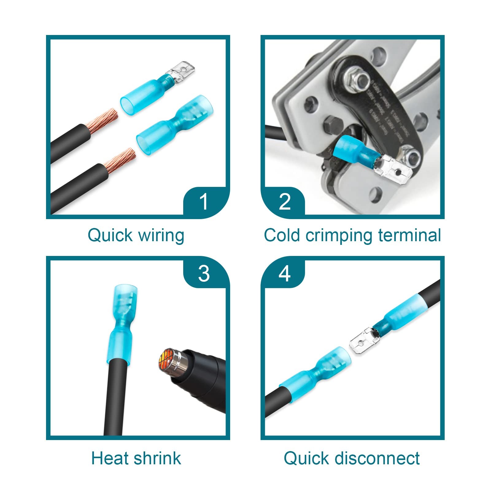 MENTBERY 100 PCS Spade Connectors, Heat Shrink Spade Terminal 22-16 AWG