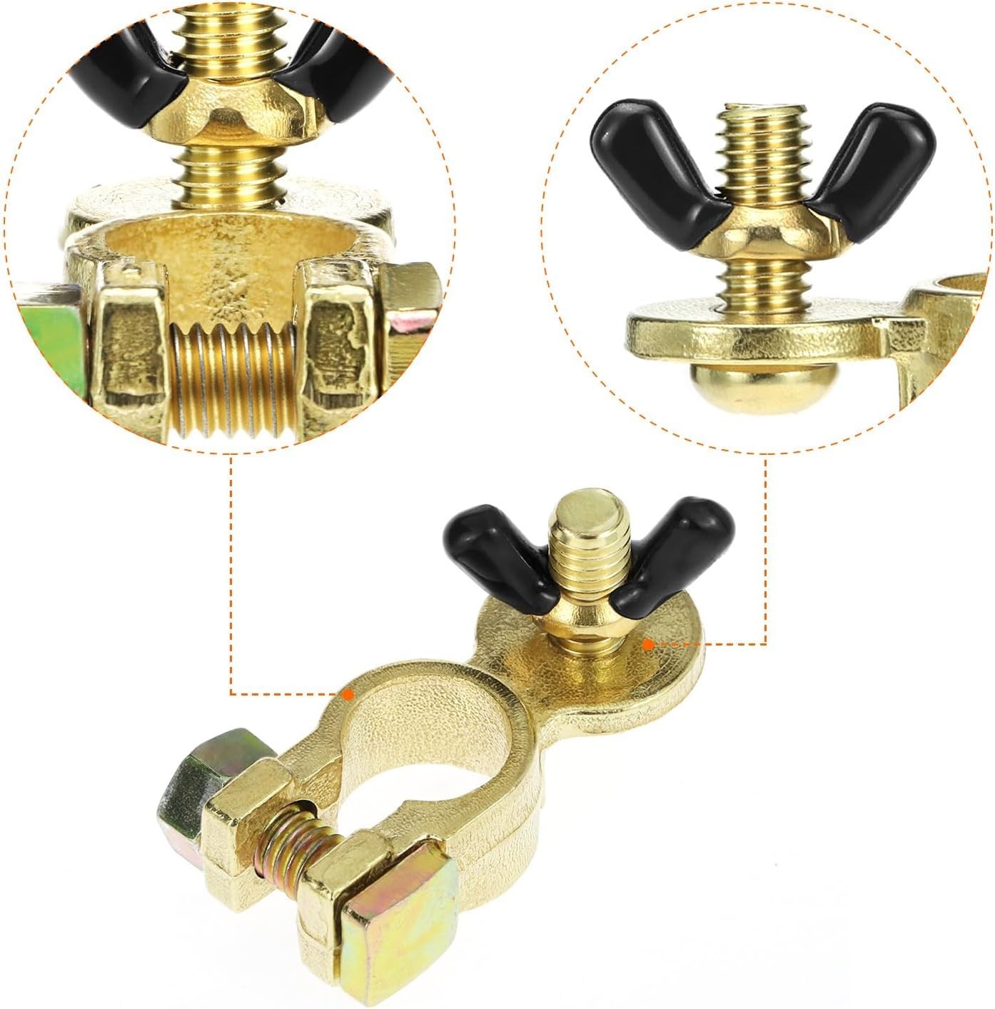 Brass Marine Grade Battery Terminal Top Post, 2 Pairs Battery Terminal Connector
