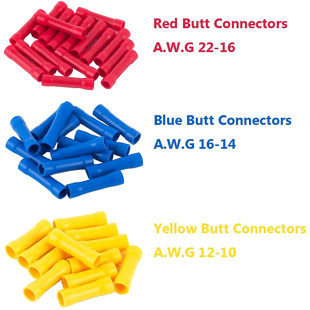 50-200PC Straight Electrical Wire Connectors Ferrule Butt Splice Crimp Terminals