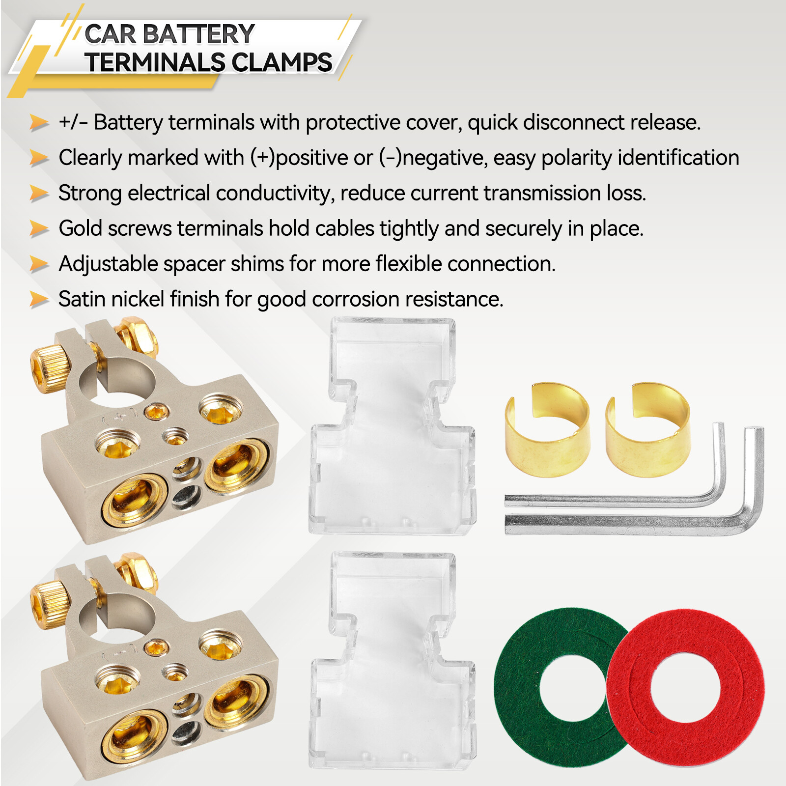 2*Car Battery Terminal Connector Top Post Positive Negative Heavy Duty Universal