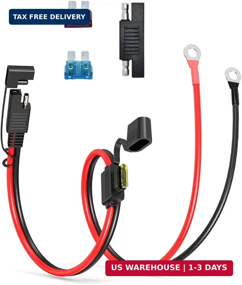 SAE to O Ring Terminal Harness, 14AWG 2FT SAE Battery Connector 2 Pin Qu