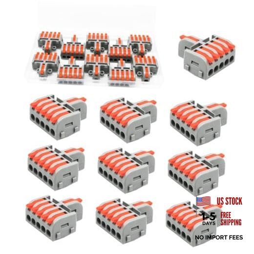 10PCS Mini Electrical Wire Connectors Lever Wire Connector 10PCS 1 in 5 Out