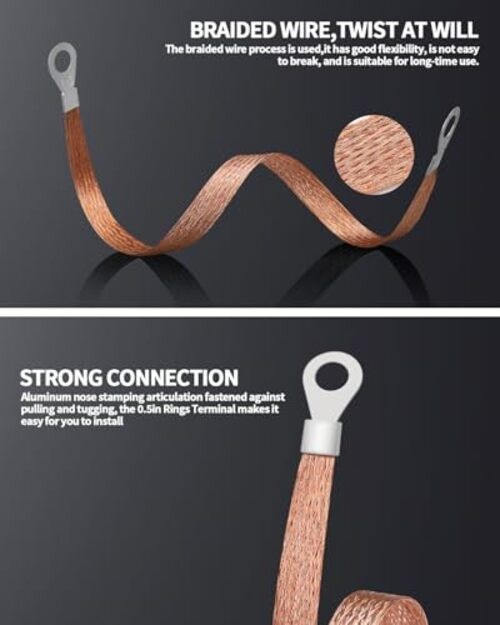 6 PCS Universal Automotive Braided Copper Ground Copper Braided 6 Pcs 12 Inch