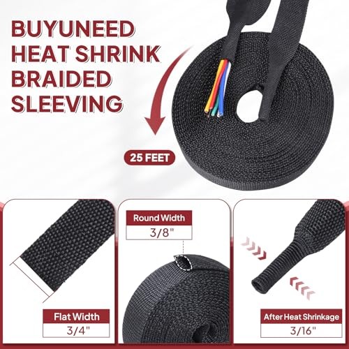 2:1 Ratio Fabric Tubing Heat Shrink Braided Sleeving | 2 IN 1 Wiring 3/8″-25ft