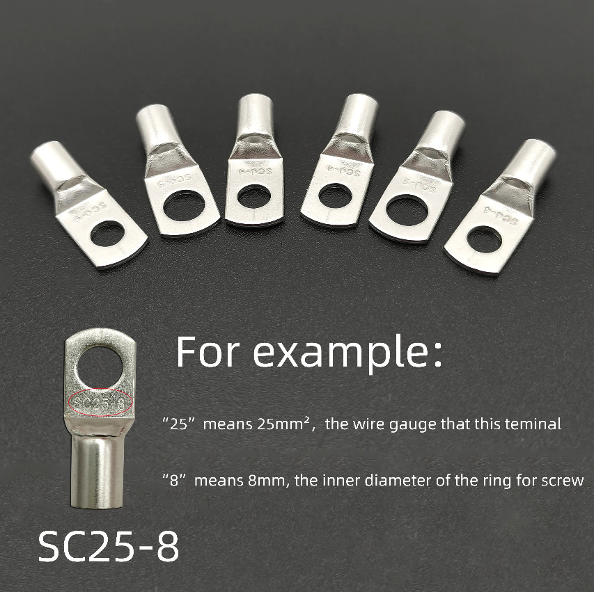 10pcs Tin Plated Copper Ring Terminal Connectors Non Insulated Set 16-35mm -NEW