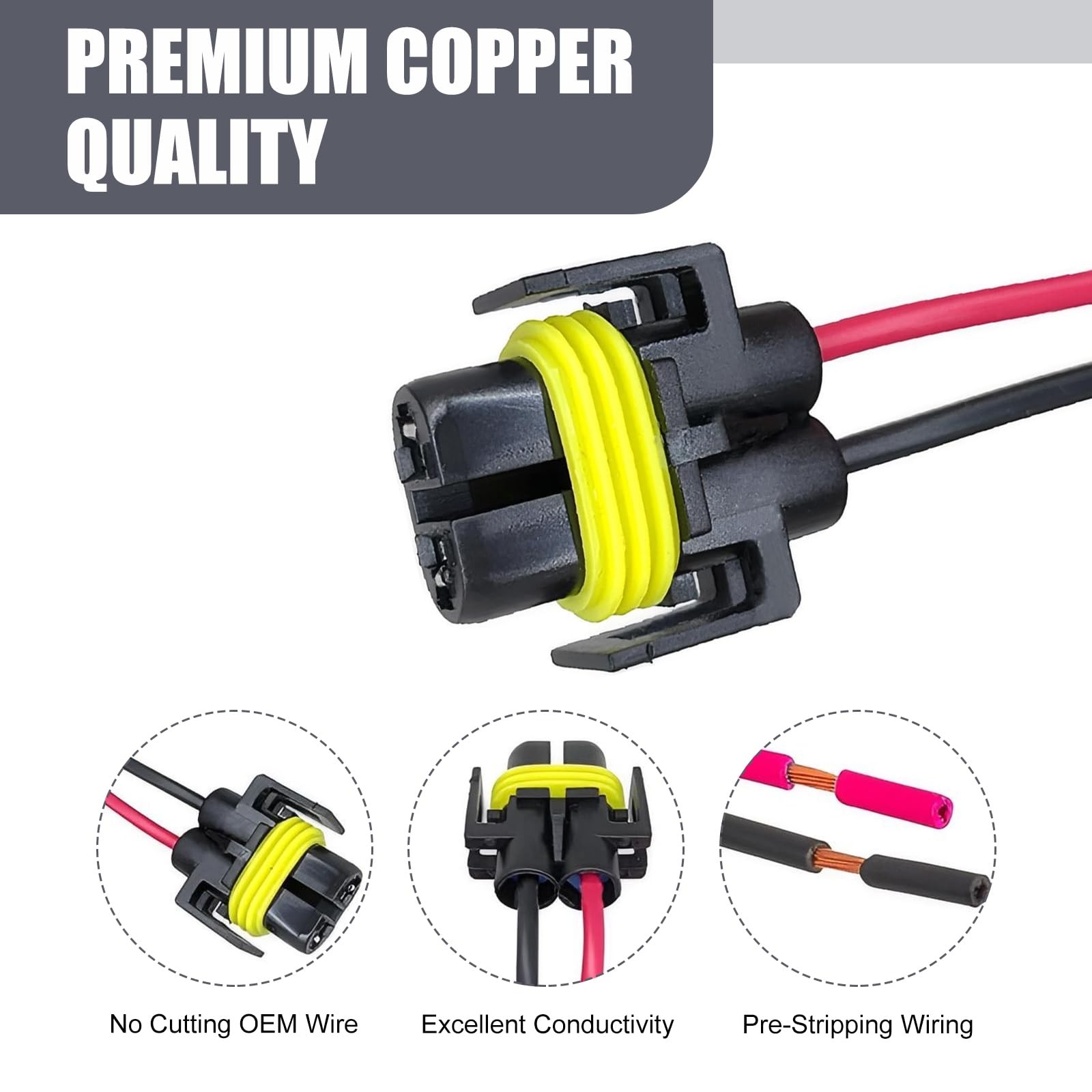 2 PCS H11 Socket Wire Harness Connectors, Waterproof Fog Light Wiring Harness…