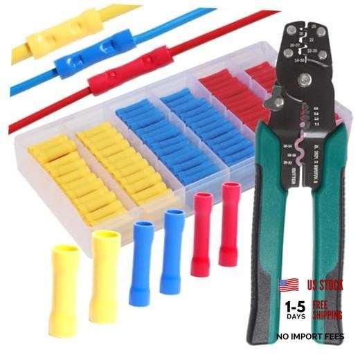 230PCS Wire Butt Connectors Assortment Kit Crimper Stripper Crimping Tool 22