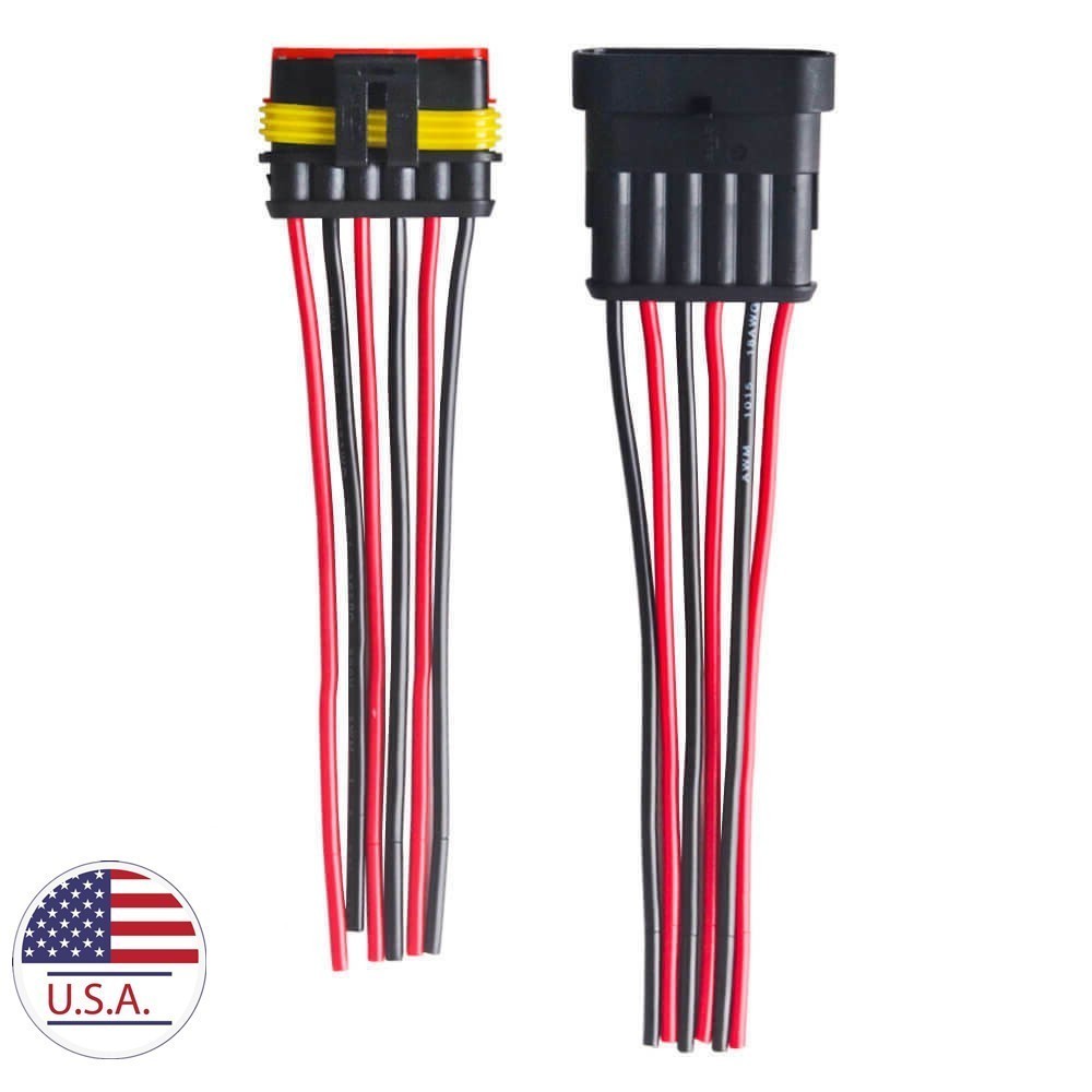5 Sets Car Waterproof 6-Pin 6-Way Plug Sealed 18AWG Electrical Wire Connector US