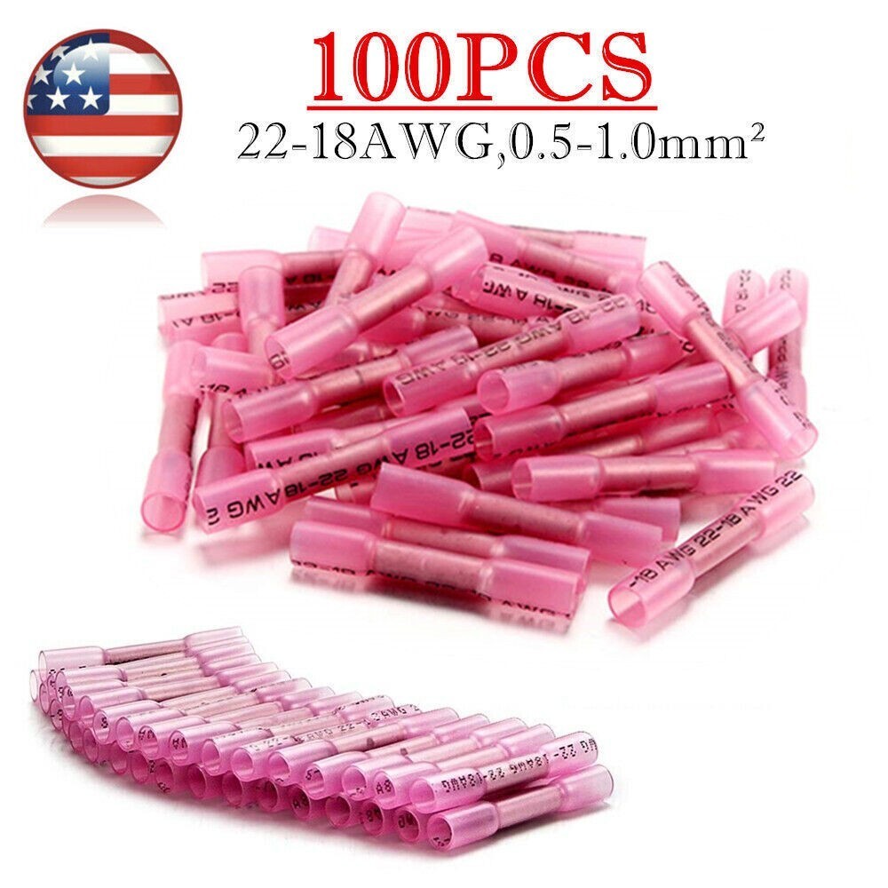 400-100PCS Insulated Heat Shrink Butt Wire Connectors Seal Splice Crimp Terminal
