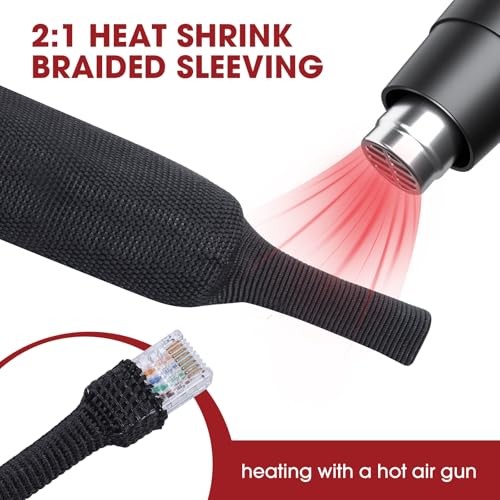 2:1 Ratio Fabric Tubing Heat Shrink Braided Sleeving | 2 IN 1 Wiring 3/8″-25ft
