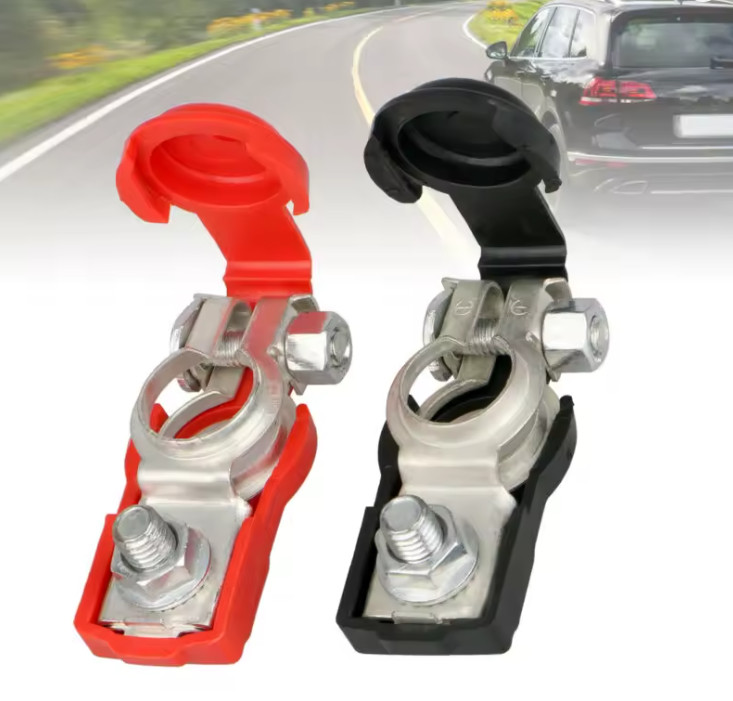 2pcs Car Battery Terminal Clamps Positive Negative Top Post Connectors – NEW