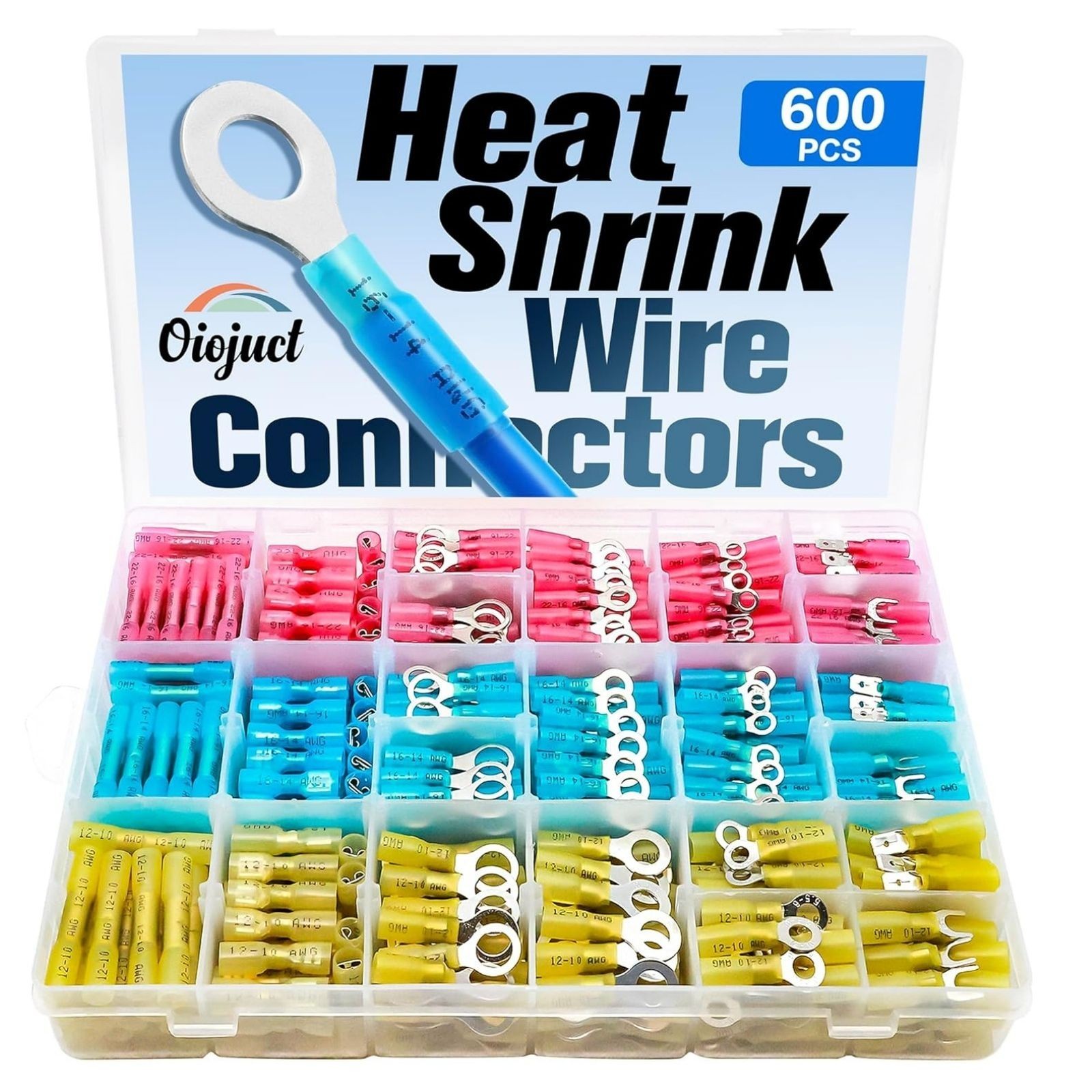 600Pcs Heat Shrink Wire Connectors Electrical Kit – Oiojuct Marine Automotive Cr