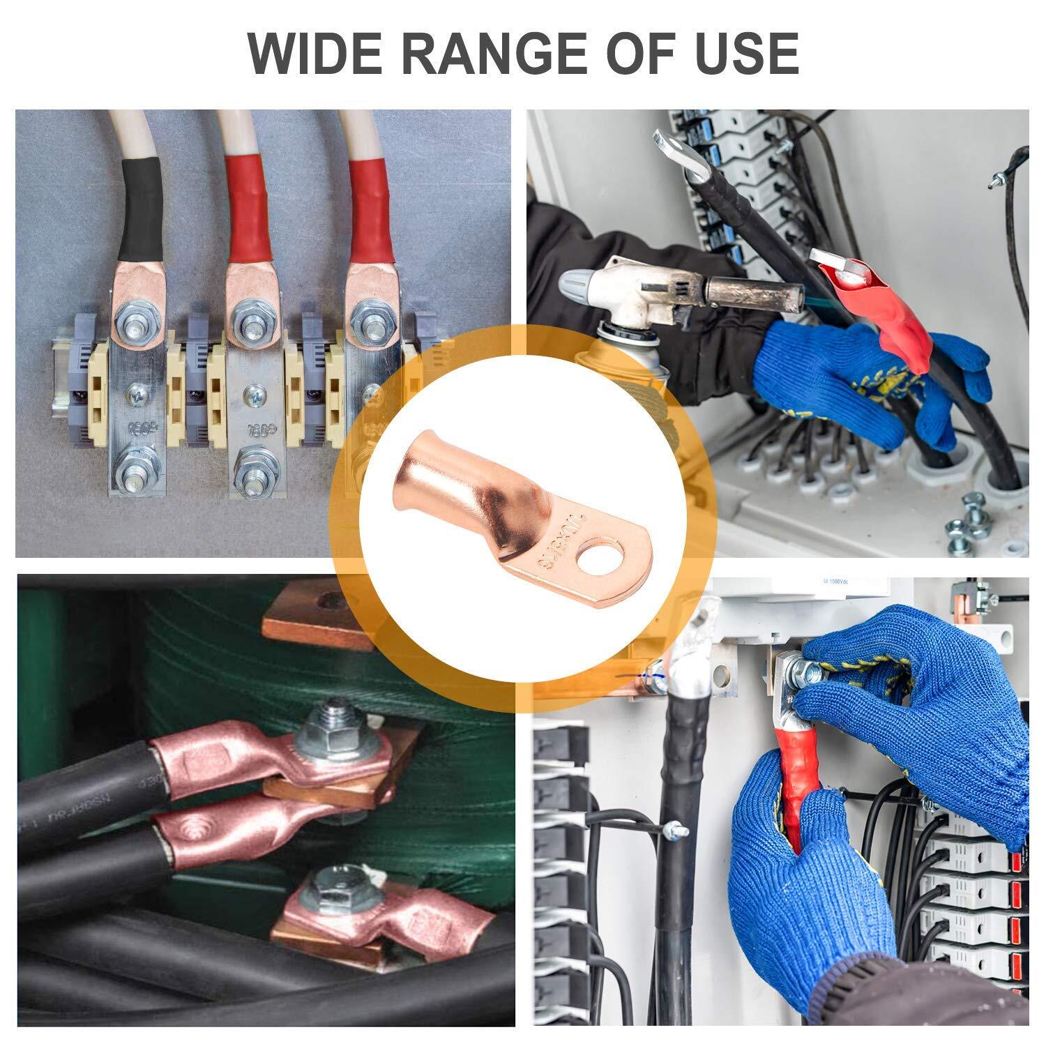 10/30PCS Bare Copper Cable Lugs Ring Terminals Car Battery Wire Crimp Connectors