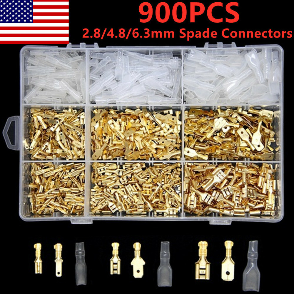 900Pcs Male & Female Spades Insulated Electrical Wire Terminals Crimp Connectors