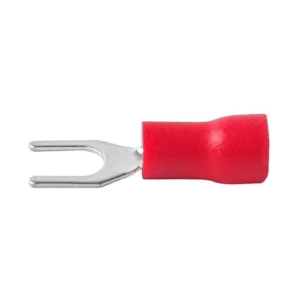 1000pcs RED FORK SPADE TERMINAL 22-16AWG #8 VINYL INSULATED CRIMP WIRE CONNECTOR