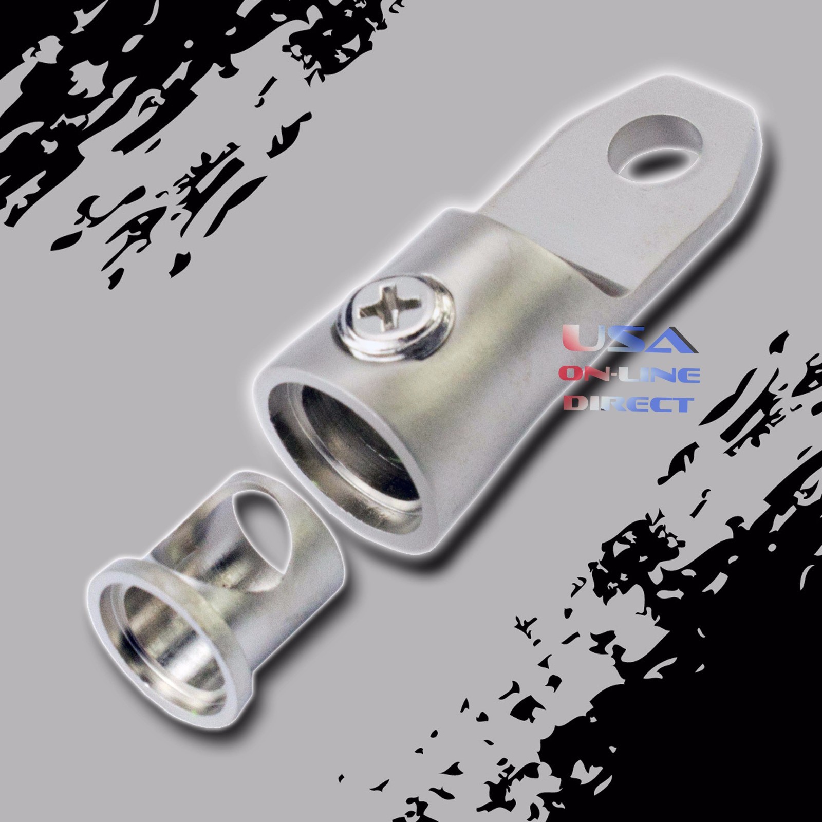 2 pcs Platinum 0/2 AWG Gauge Ring Terminal w/ Adapters Audio 12v Battery Marine