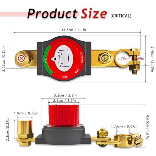2025 New Top Post Battery Disconnect Switch,12-48V Car Battery Kill Black