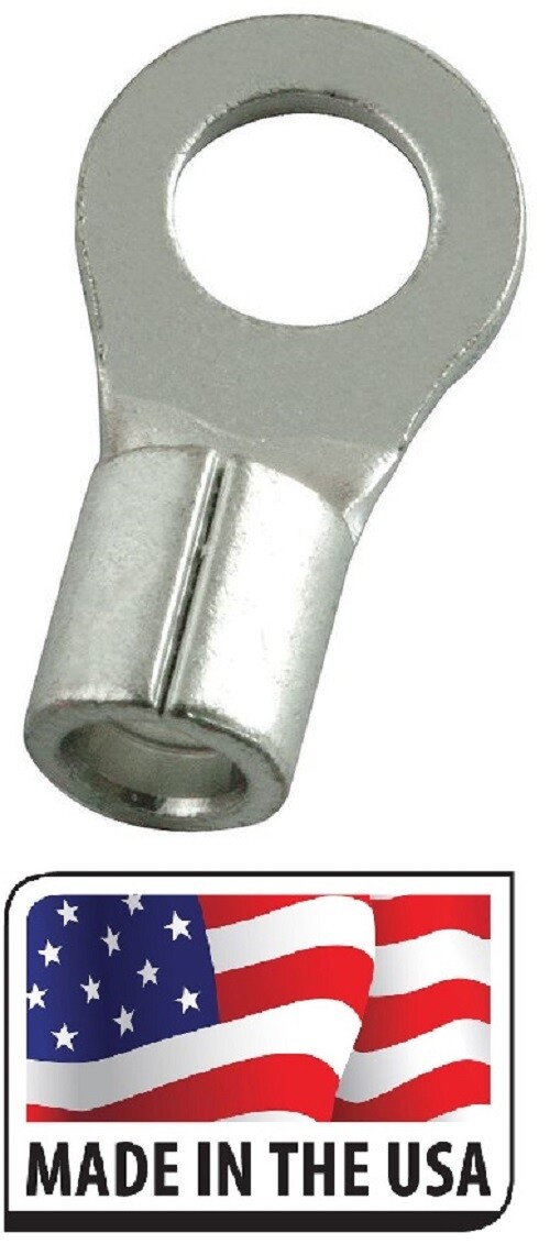 (100) Ring Terminal Connector Non-Insulated Uninsulated 22-18 GA 1/4″ USA