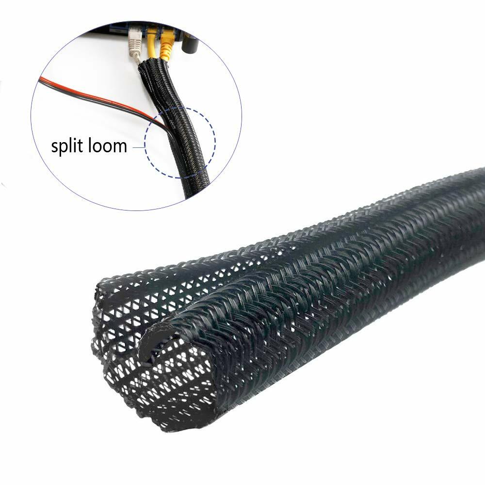 1/2″ 10FT OHM Split Braided Cable Sleeving Wrap, Split Loom,