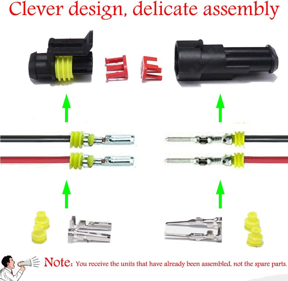 Way Car Waterproof Electrical Connector,16 AWG 2 Pin Plug Auto Electrical Wire