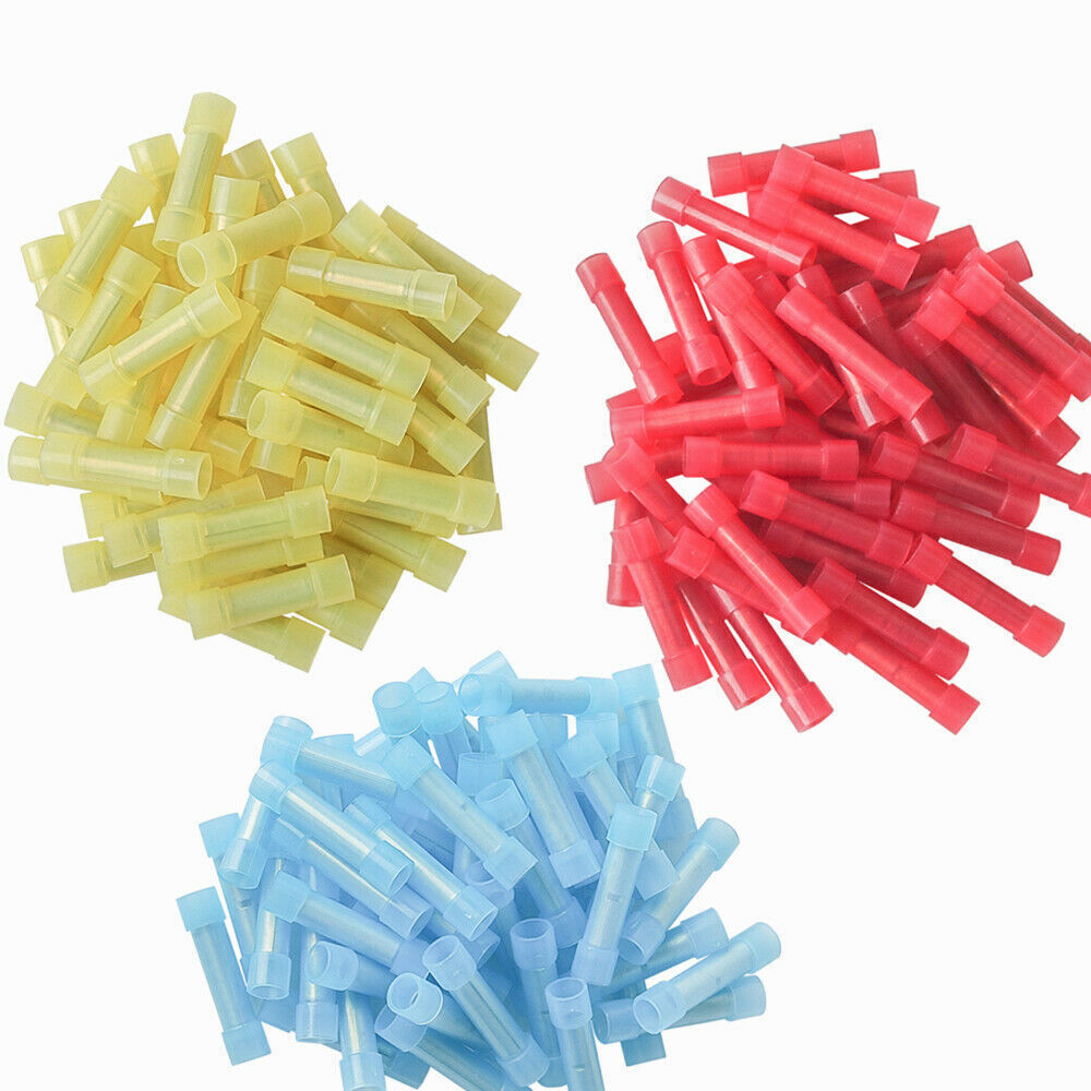 25/200Pcs 22-10 Gauge Insulated Wire Butt Connectors Crimp Terminals