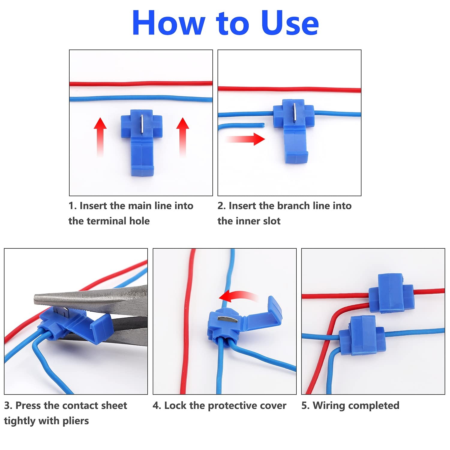 500PCS Without Breaking Cable AWG 22-10 Crimp Quick Splice Electrical Terminals