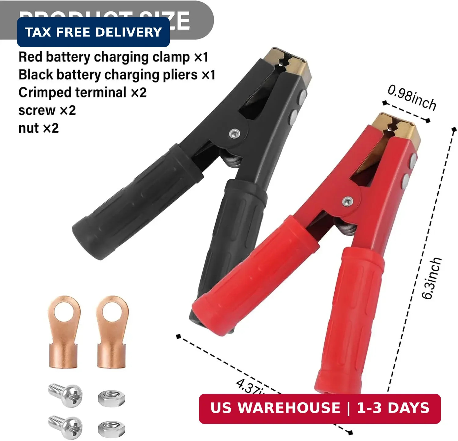 2PCS Car Battery Charger Clamps Replacement,1000A Heavy Duty Jumper Cable Clamps