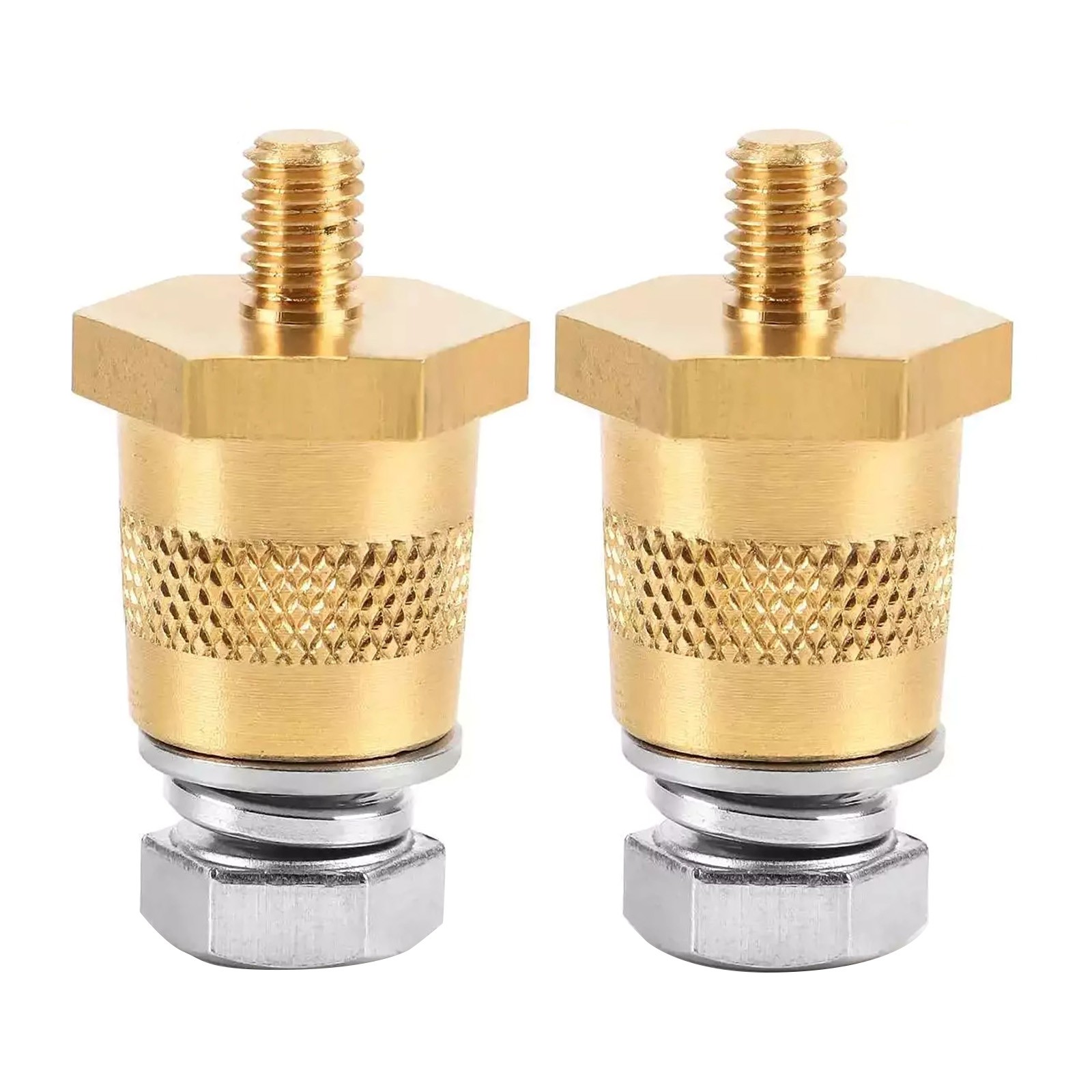 2pcs Car Battery Connection Terminals Brass Battery Poles Adapter 6mm Thread