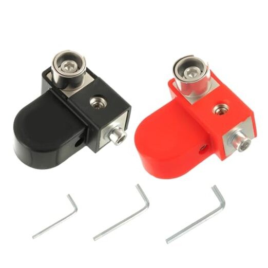 BOJACK BTO Solid Brass Positive Negative Battery Terminals with Adaptor