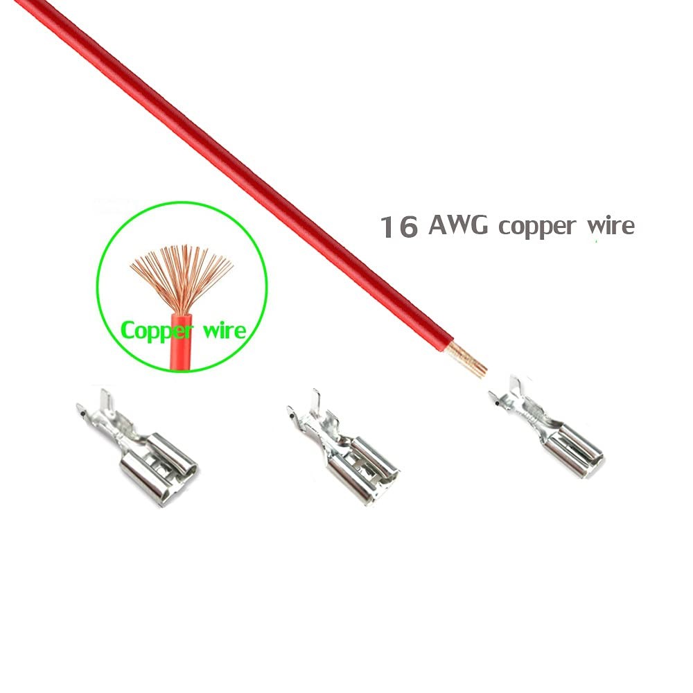 30pcs 2.8mm Spade Crimp Terminal,20cm 16AWG Female Electrical Insulated Termi…