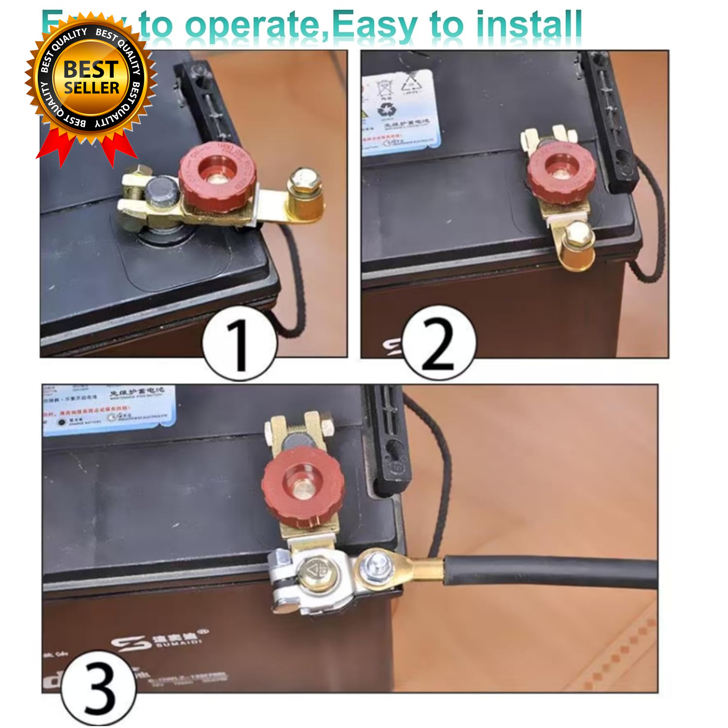 Top Post Battery Disconnect Switch with Anti-Corrosion Washers-12V/125A Quick