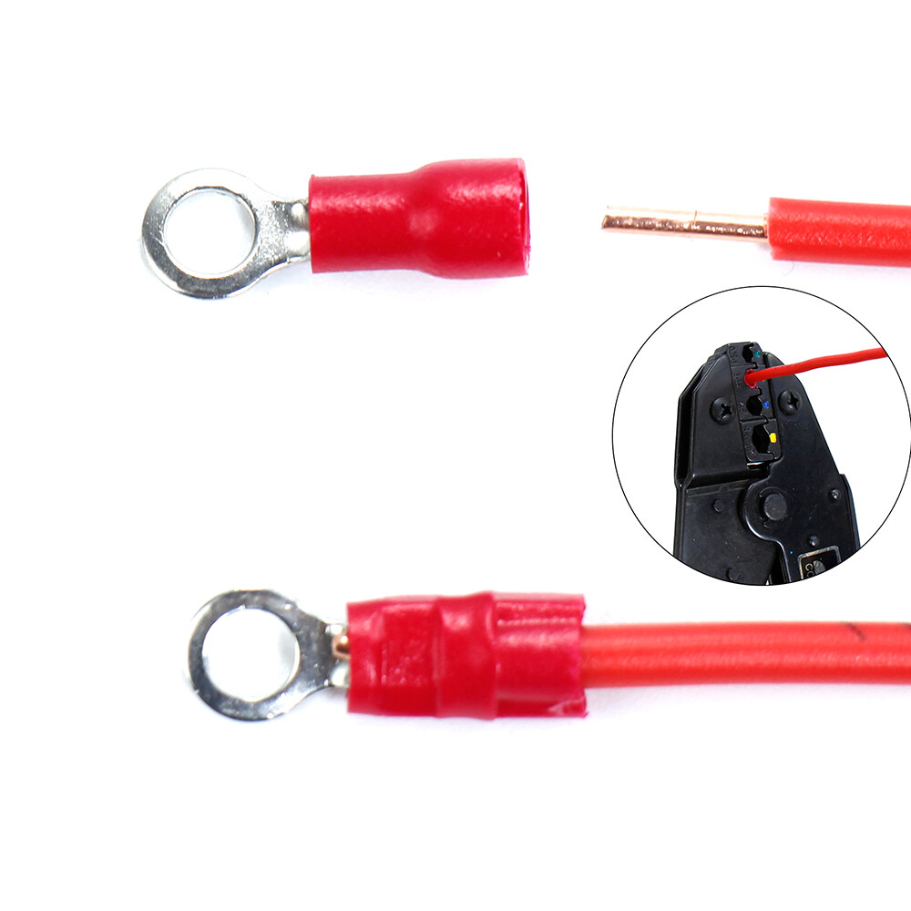 100PCS Insulated Ring Crimp Electrical Wire Connectors Spade Terminals 22-10AWG
