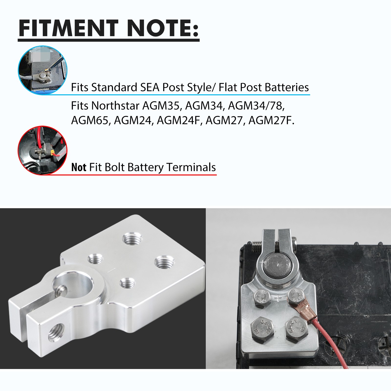 BEVINSEE 4 Spot Car Audio Battery Terminal For Standard SAE Post Style Batteries