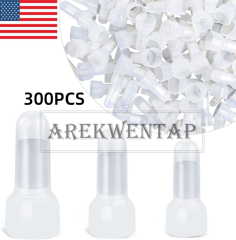 300PCS Closed End Crimp Cap Nylon Copper Core Electrical Wire Connector Terminal