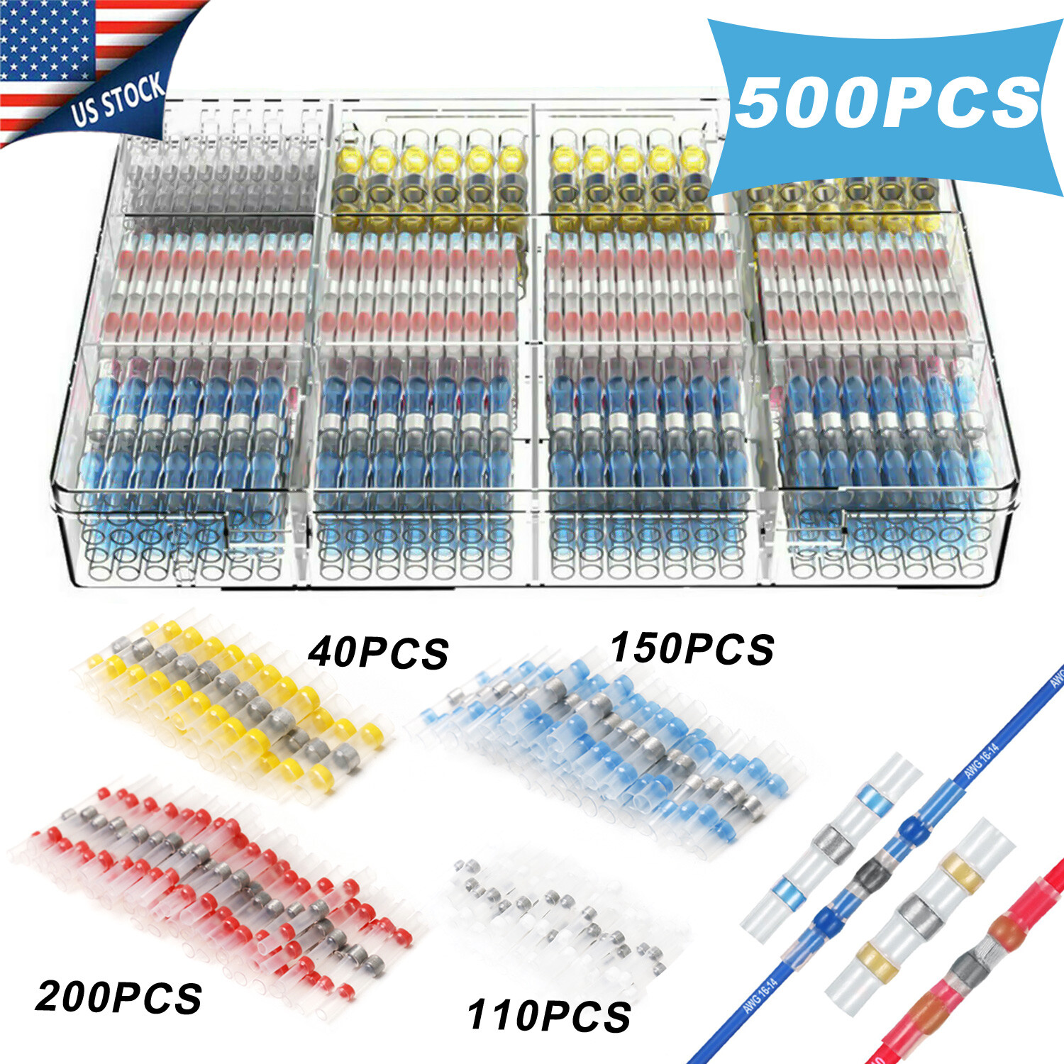 Solder Seal Heat Shrink Wire Connectors Butt Terminals Kit Waterproof Wholesale