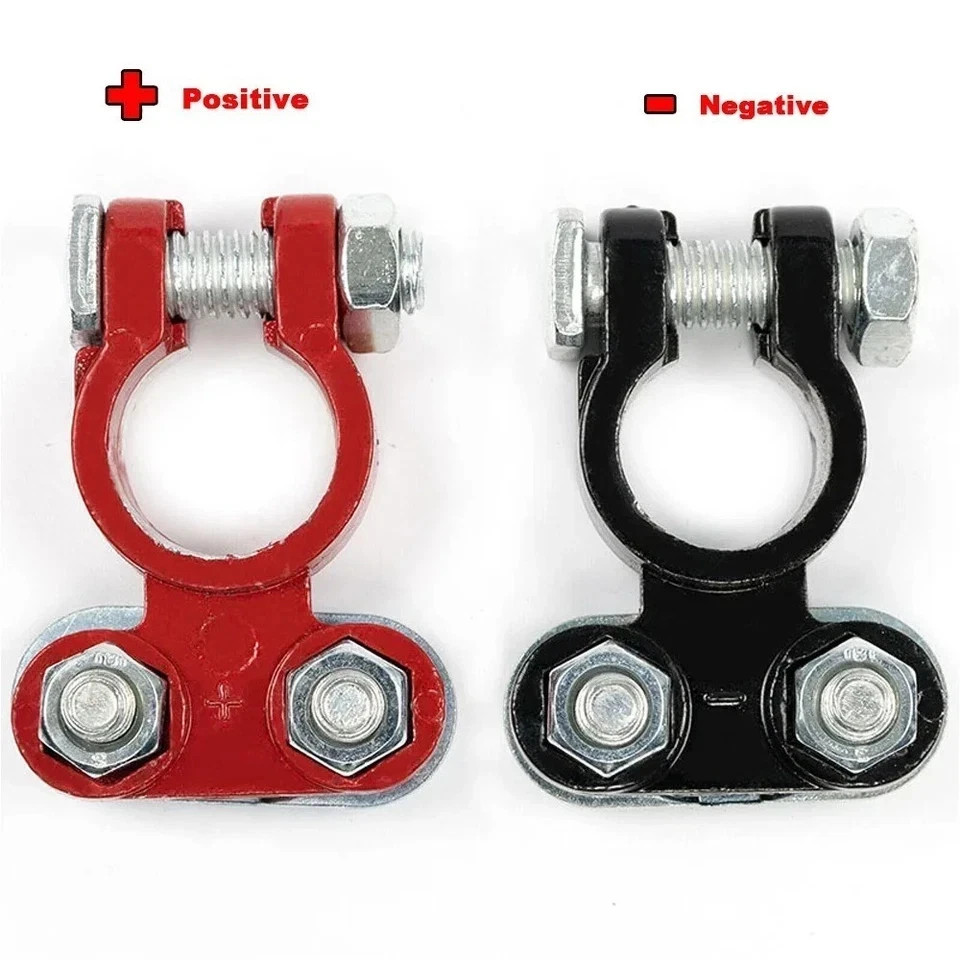 2 Car Battery Terminal Connector Top Post Positive Negative Heavy Duty Universal