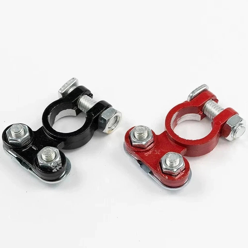 2 Car Battery Terminal Connector Top Post Positive Negative Heavy Duty Universal