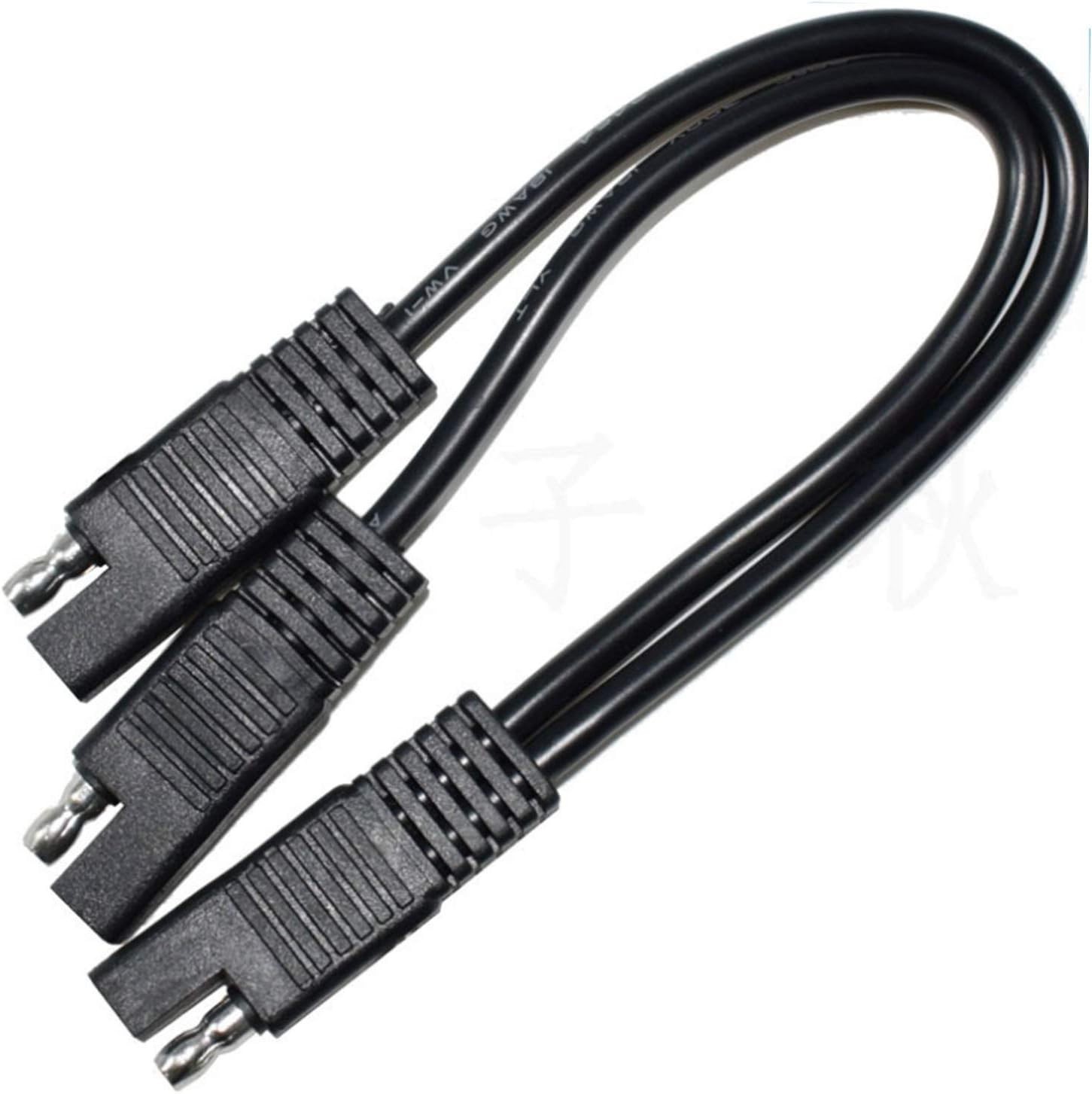 18AWG SAE DC Power Y Splitter Cable 1 to 2 Extension for Solar Charger