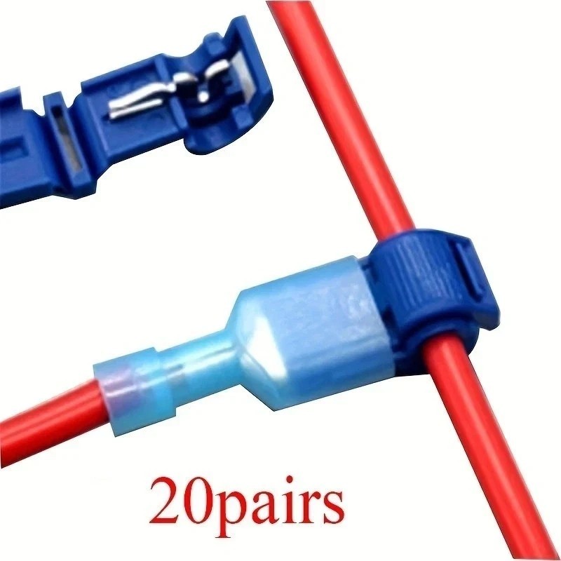 20PCS Insulated 22-10 AWG T-Taps Quick Splice Wire Terminal Connectors Combo Kit
