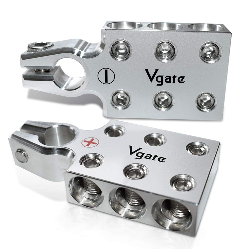 Vgate 6×00 2/0 AWG Gauge Lead-Acid Battery Terminals Clamp – Positive and Neg…