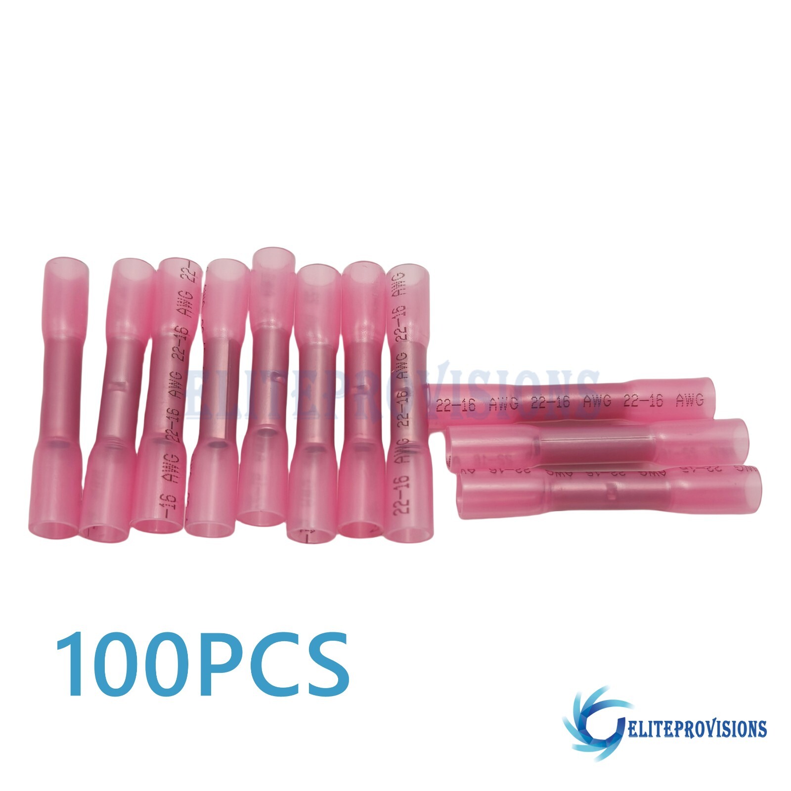 (100) Red 18-22 ga 3m Heat Shrink Butt Wire Connector Terminal Made In USA