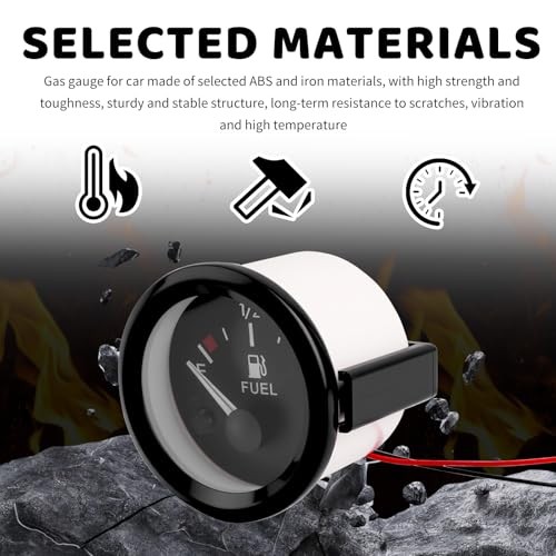 2 Inch 52mm Fuel Gauge for Car with E-1/2-F Pointer Dash,12V Gas Gauge Kit