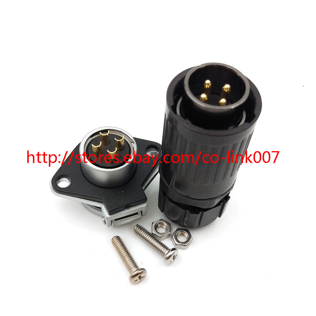 HE20 4pin Waterproof Connector, IP67 Heavy Industrial Power Connector Plug 500V