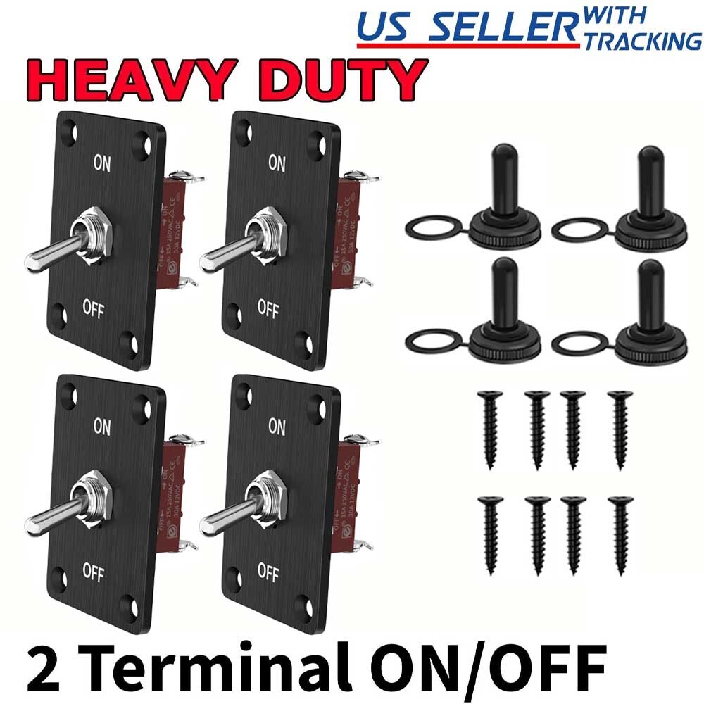 4Set Toggle SWITCH ON/OFF Heavy Duty 15A 250V SPST 2Terminal Car Boat Waterproof