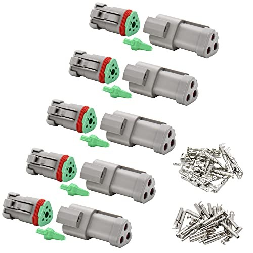 5 Kit 3 Pin Way Deutsch DT Series Connector – 16-20 AWG DT 3pin Without Wires