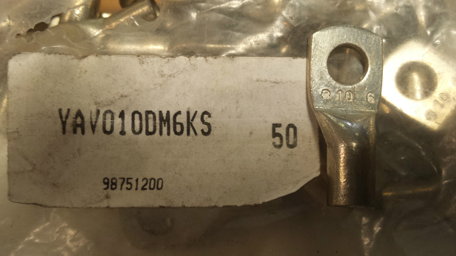 50 Pcs 10 mm2, COPPER ALLOY, TIN FINISH, WIRE TERMINAL