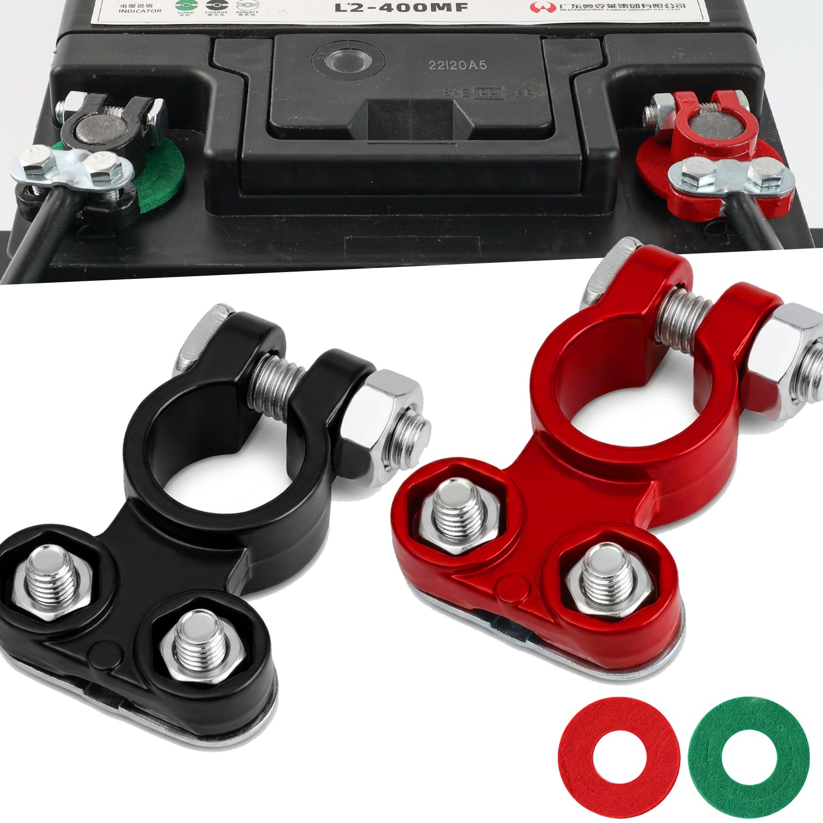 Top Post Color-Coded Lead Alloy Car Battery Terminal Pole Cable Connector Clamp