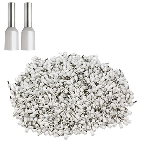 1000 PCS AWG 22/0.5mm² Wire Ferrules Insulated Copper Crimp White 1000PCS